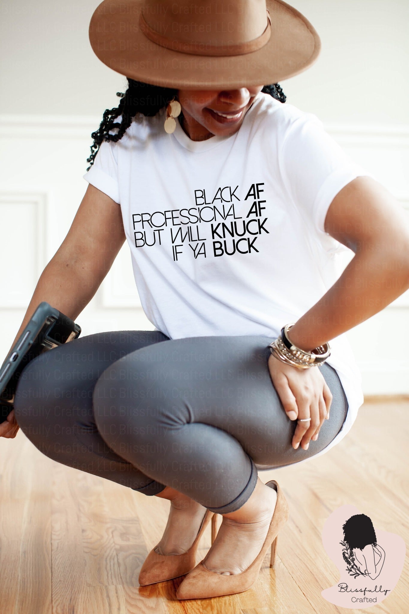 Black AF. Professional AF. But Will Knuck If Ya Buck - Black (Adult Unisex Small-2XL)