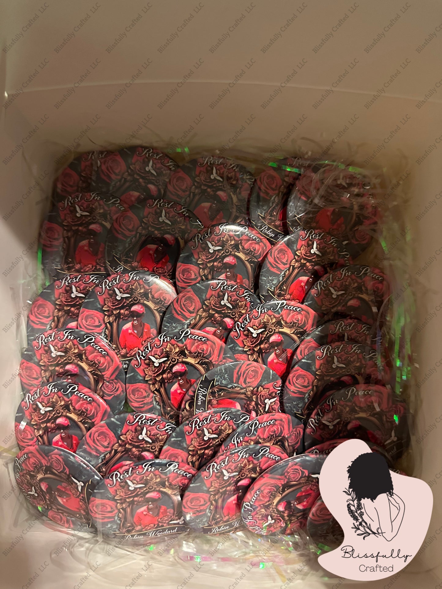Pin Back 2.25 Inch Memorial Buttons