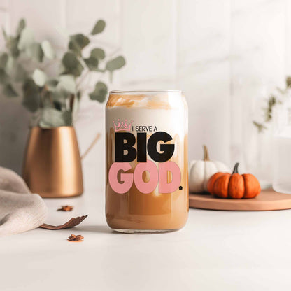 I Serve A Big God Glass Can
