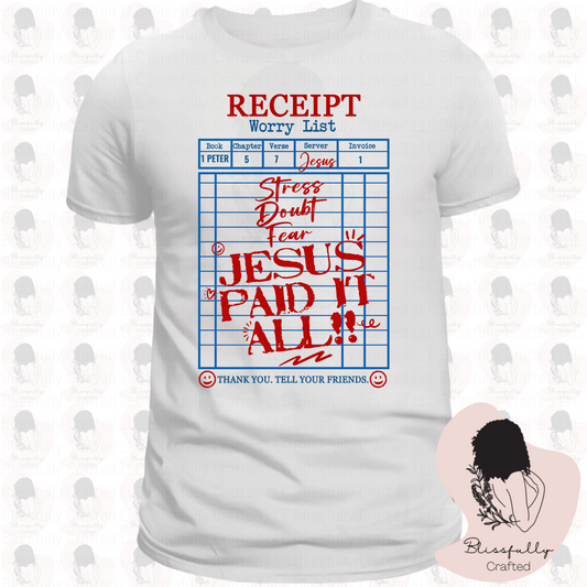 Jesus Paid Receipt Adult T-Shirt