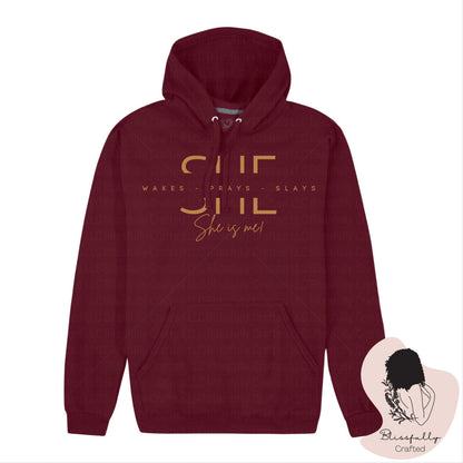 She Wakes Prays Slays Adult Hooded Sweatshirt