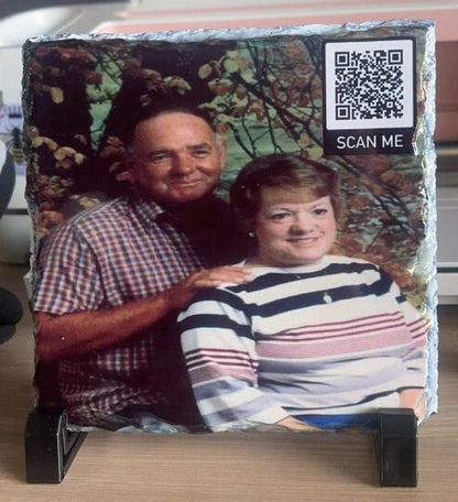 Personalized Circle Square Bring Your Loved One To Life, Memorial, Rest In Peace Rock Slate